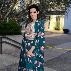 Floral Kimono Pants Set